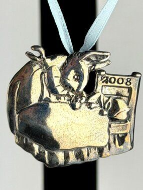 Hand & Hammer Sterling Silver Beatrix Potter Mrs. Rabbit Christmas Ornament 2008